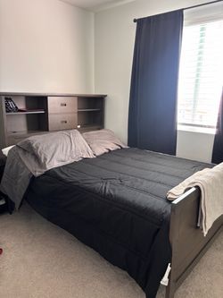 Full Bedframe with Bookcase Headboard