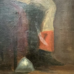 Rare Antique Oil Painting by James Dey (1871–1938) – Seated Fencer, c.1900, Orna