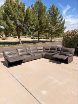 Leather Reclining Sectional Couch