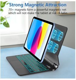 KARFUN Keyboard Case for iPad 11th (A16, 2025) & 10th Gen 10.9" (2022)–Floating Cantilever Stand with Multi-Touch Trackpad–Backlit Magic Keyboards for