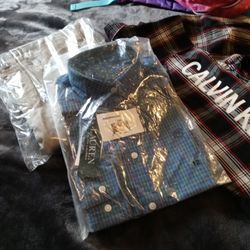 2 Long Sleeve Button Up Shirts And Khaki Pants All Name Brand 