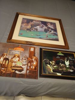 Dogs Playing Poker and Pool Collectibles Excellent Condition