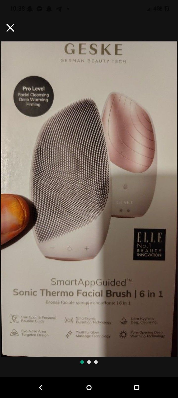 Unveil a clearer, smoother complexion with the Geske German Beauty Tech Sonic Thermo Facial Brush Pro. This 6-in-1 electric facial brush is designed t
