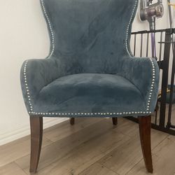 Blue Velvet Wingback Chair