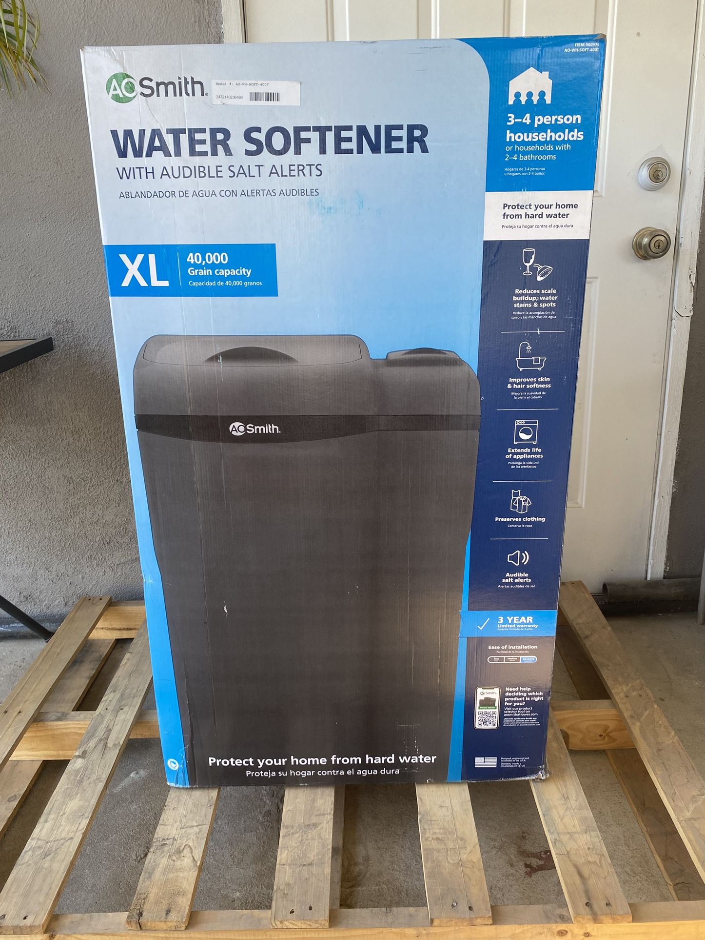 New A.O. Smith 40000 -Grain Water softener system