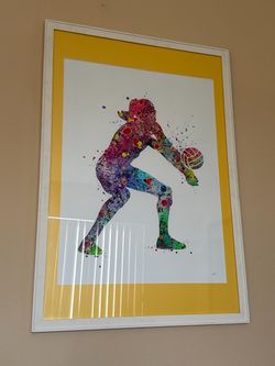 Custom Framed Volleyball Player Art Player Watercolor Art Print