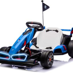 24V Licensed BMW Kids Electric Go Kart, Battery Powered Drift Kart w/Adjustable Seat, Ride On Toy for Big Kids Ages 6+, 7.5MPH Racing Go Cart w/400W M