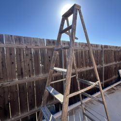 8 Foot Vintage Wood Ladder