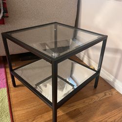 Glass Side Table w/ Mirror 