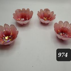 Glass Pink Lilypad Bowls