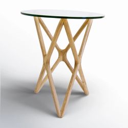 Glass Cross Legs End Table 