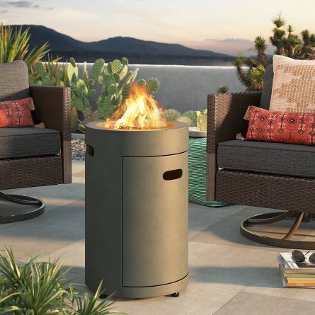 25" Pipestone Outdoor Fire Column - Gray - Project 62â„¢