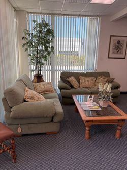 Green Microfiber Sofa and Loveseat Set