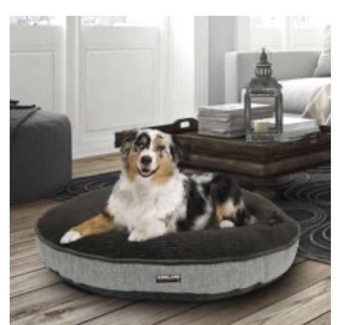 Kirkland Signature 42" Round Dog Bed Gray Storm Textured & Faux Suede