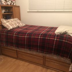 Oak Twin Size Captain’s Bed