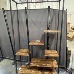 Assembled New 71" Tall Plant Stand 6-Tier Metal Plant Shelf w/ 10 Hanging Hooks Multiple Pot Shelves