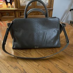 ZAC Zac Posen Dark Grey Snake Embossed Leather Satchel, Handbag, or Crossbody Bag - Like New! 