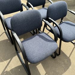 Set of Four Blue Office Chairs