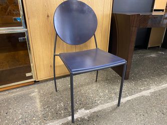 Blue Painted Wood Side Chair w/ Metal Frame