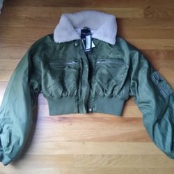 Ladies Brand New Nasty Girl Aviator Bomber Borg Collar Jacket  Size: 4 