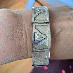 Vintage Mexican Silver Panel Bracelet