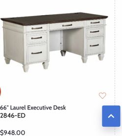 Like New 66” Laurel Executive Desk with Locks