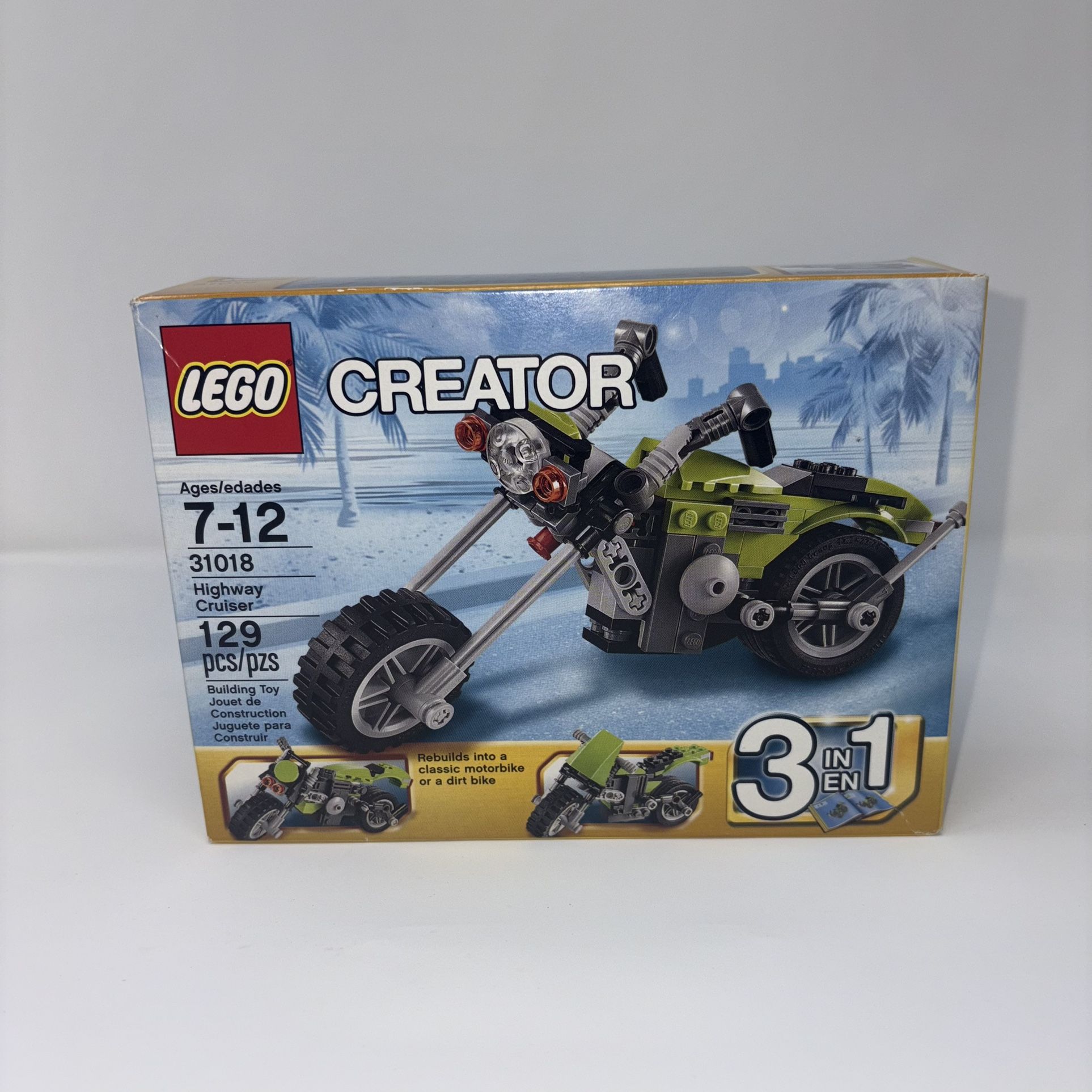 The LEGO Creator 3 In 1 Highway Cruiser 129 Pcs Building Set 31018. This limited edition set allows people to explore their interests in vehicles by