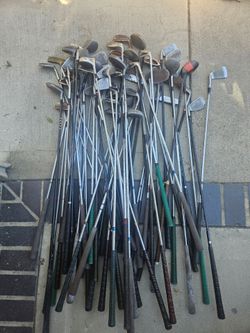 Pile of used golf clubs