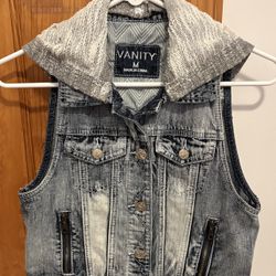 Denim Vest With Hood - Medium 
