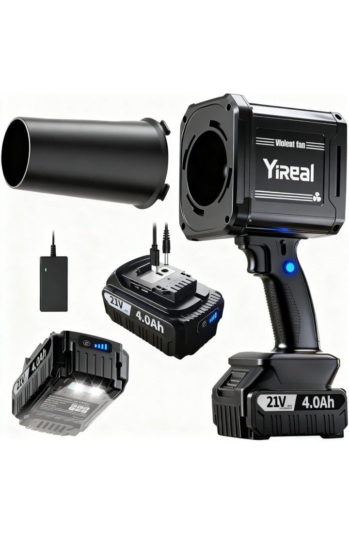 Cordless Leaf Blower with Battery 2×4000mAh and Fast Charger,Electric Small Leaf Blower Lightweight Handheld Design