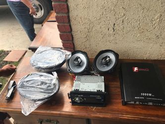 Car audio speakers with radio and amp