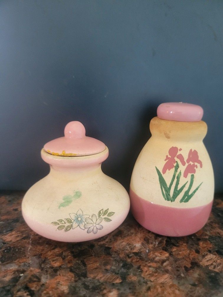 Vintage 1960's Miniature Decorative Ceramic Jars w/Lids