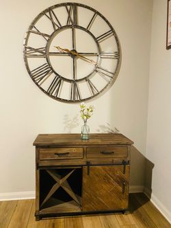 Rustic Wood Sideboard Cabinet with Sliding Barn Door