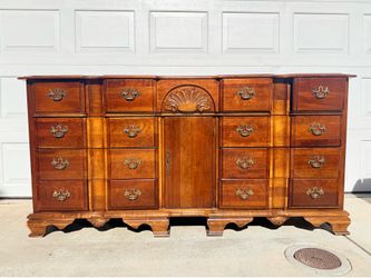 Vintage Ornate Wooden Dresser with Brass Hardware – Traditional Style
