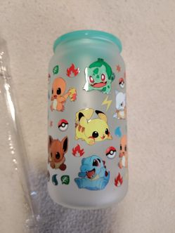 Pokemon Glass Tumbler & Straw