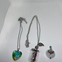 3 Pendants 2 Silver Plated Chains 