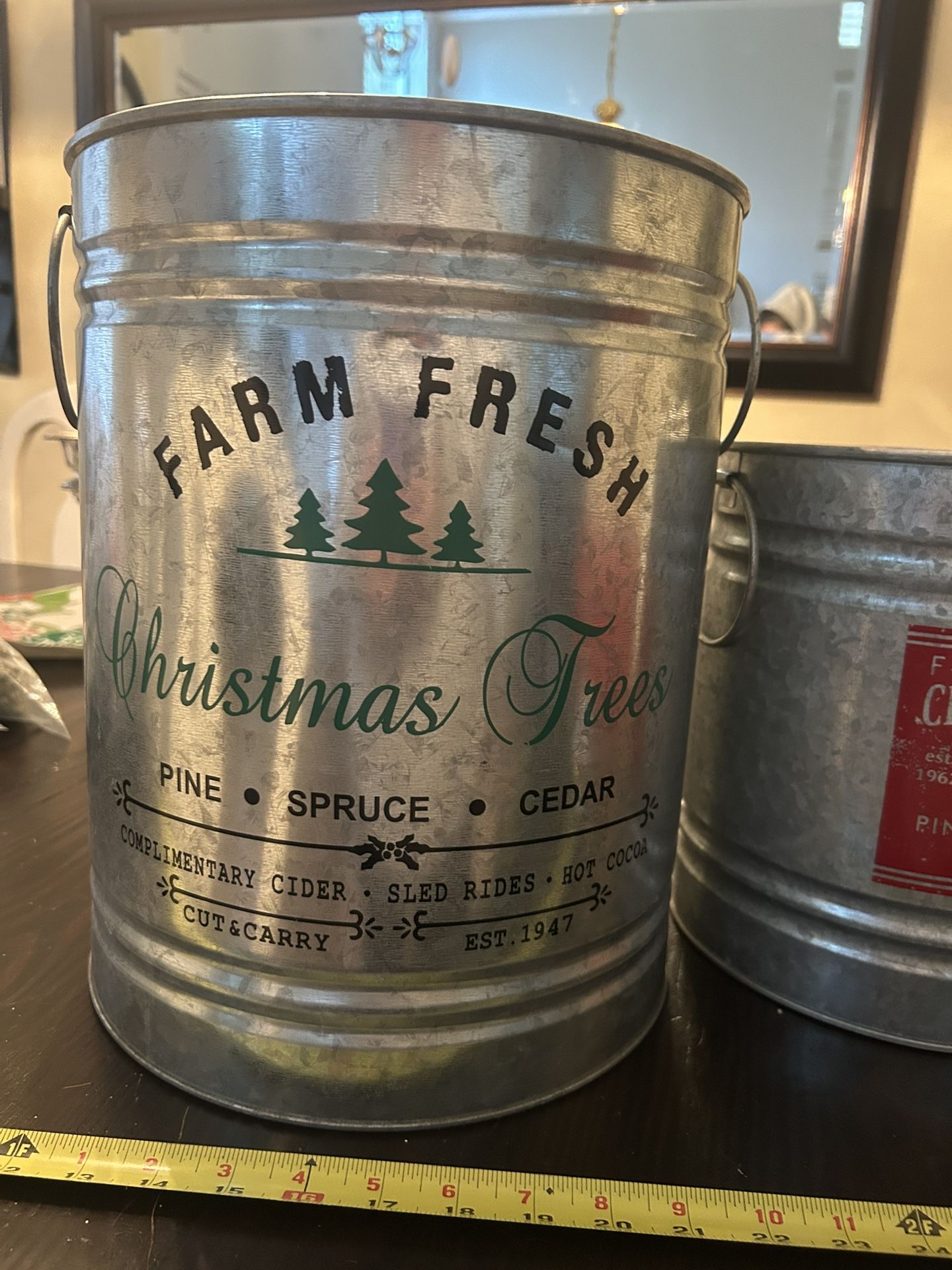 galvanized metal decorative bucket.