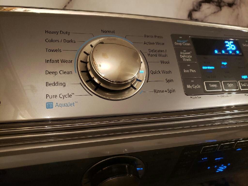 Samsung Black Stainless Steel 5.0cu.ft Washer And Dryer 7.4cu.ft Set