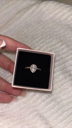 Pandora Sterling Radiant Teardrop Ring CZ Size 7 S 925