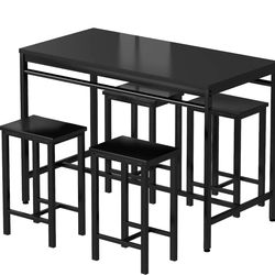 Recaceik 5 PCS Dining Table Set, Modern Kitchen Table and Chairs for 4, Wood Pub Bar Table Set Perfect for Breakfast Nook, Small Space Living Room