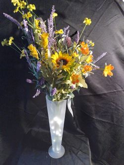 Glass Pilsner Vase With Flower Arrangements 