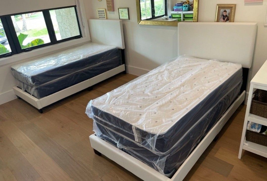 New TWIN BED SET 2 bed FRAMES 2 MATTRESSES