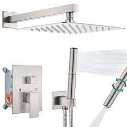 Aolemi Shower System with Rainfall Shower Head and Handheld Wall Mount,High Pressure Shower Faucet Set Fixture Combo with 2 in 1 Handheld Spray Rough-