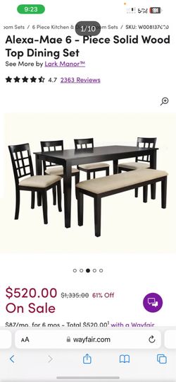 Table and chairs dining set used