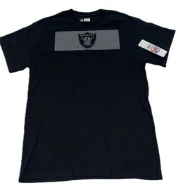 Las Vegas Raiders Black T Shirt Mens Medium New Shield Silver Stripe Gray logo