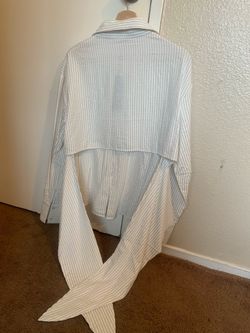 White Pinstripe Long Sleeve Button-Up Shirt
