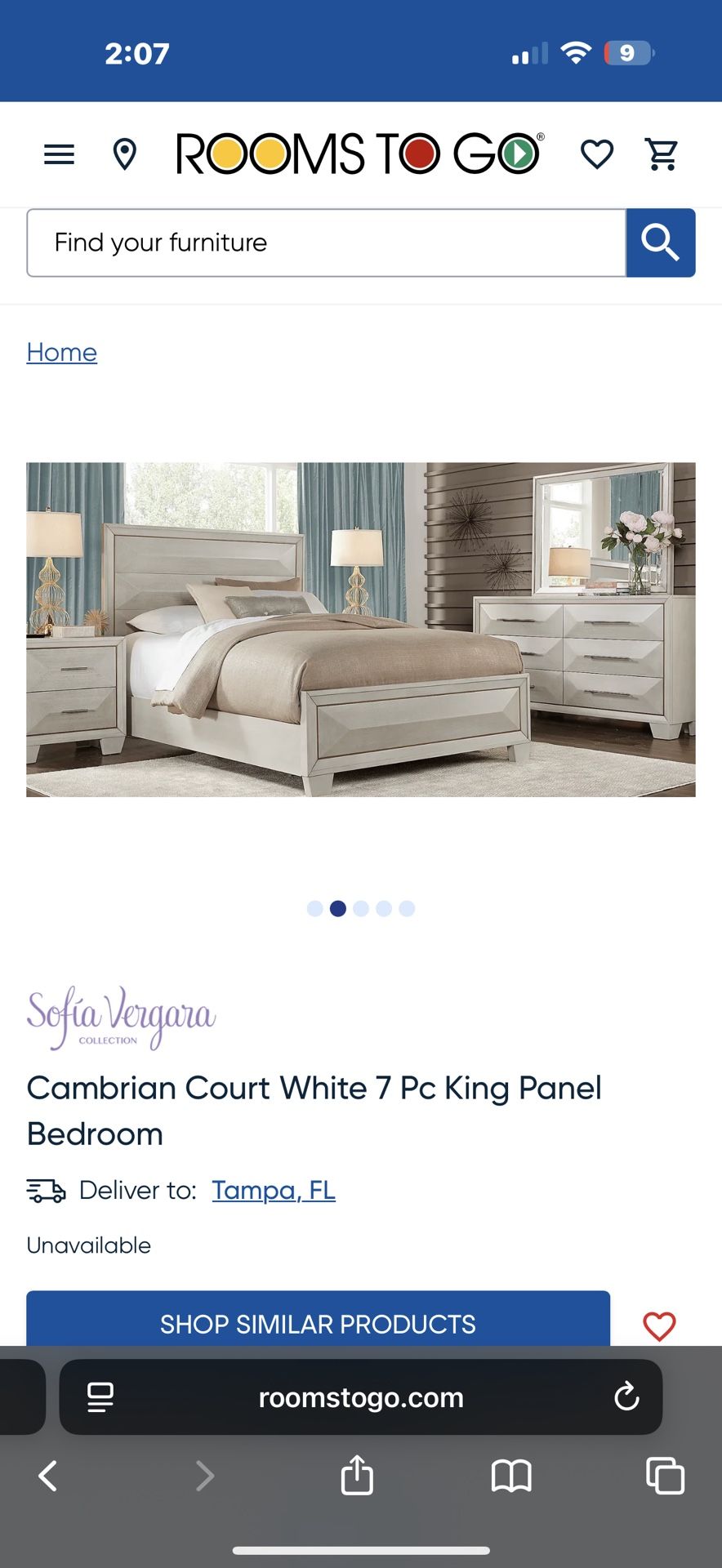 Sofia Vergara Cambrian Court White 5 Pc King Panel Bedroom