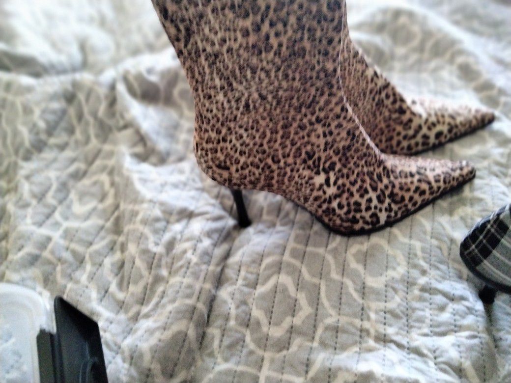 Leopard High Heels Boots