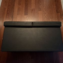 SONGMICS 30" Folding Storage Ottoman Bench Faux Leather Ottoman Footrest Black