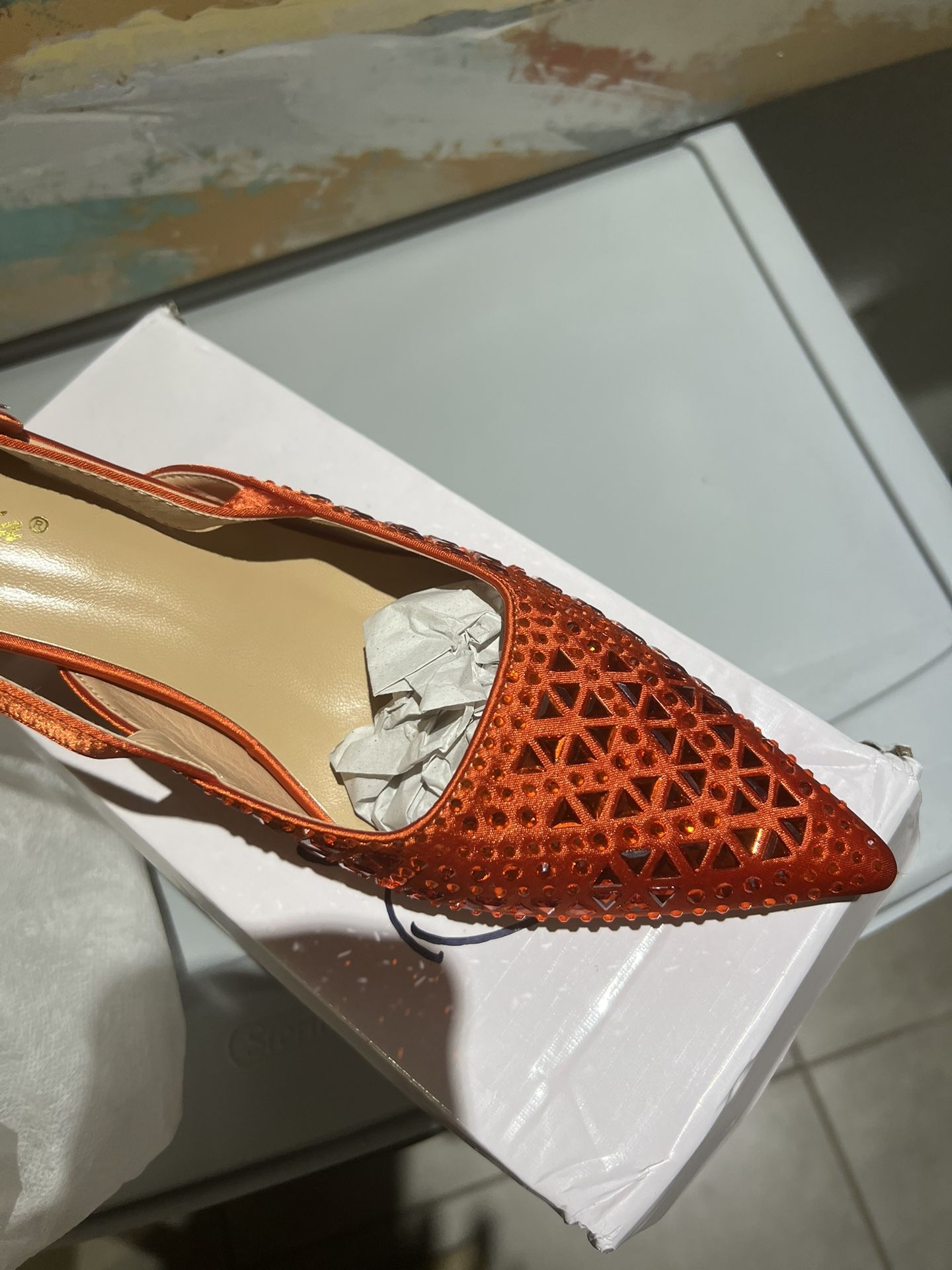 Brand New Kitten Heels Shoes In Orange